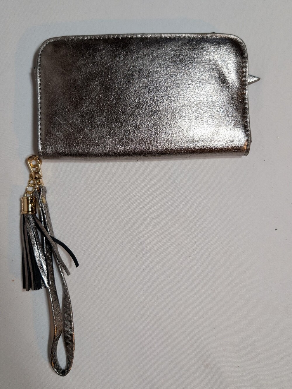 Y2K Metallic Silver Wristlet Keychain Tassel Tassels Wallet Card Storage Cash